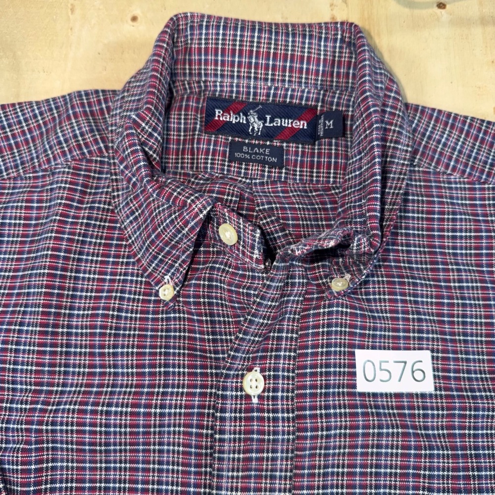 Ralph Lauren Blake Mens M Plaid Shirt Red Blue Short Sleeve Button Down Cotton - Picture 2 of 5